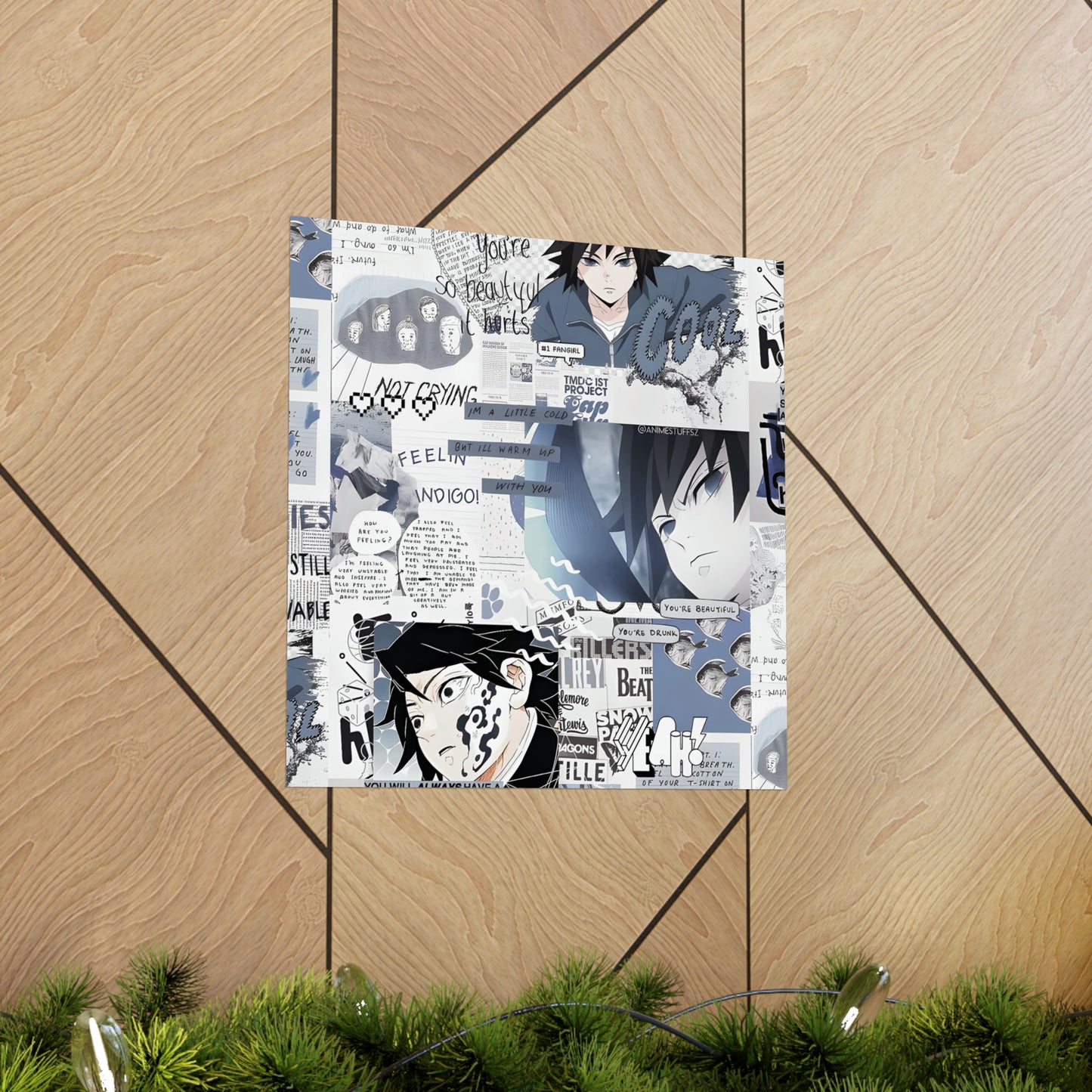 Demon Slayer Giyu Aesthetic Collage Matte Vertical Poster