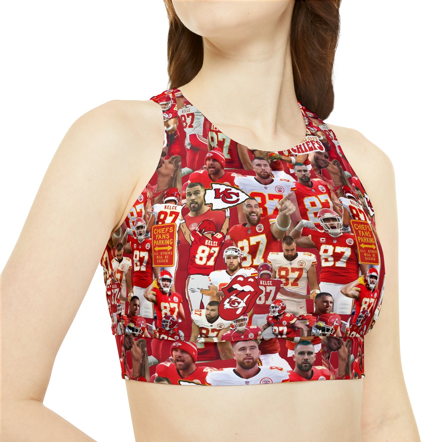 Travis Kelce Chiefs Red Collage Sporty Bikini Set