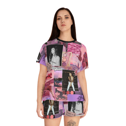 Ariana Grande Pink Aesthetic Collage Women's Short Pajama Set
