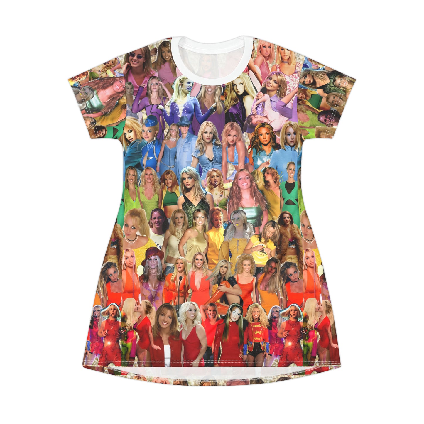 Britney Spears Rainbow Photo Collage T-Shirt Dress