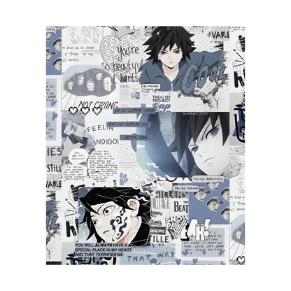 Demon Slayer Giyu Aesthetic Collage Matte Vertical Poster