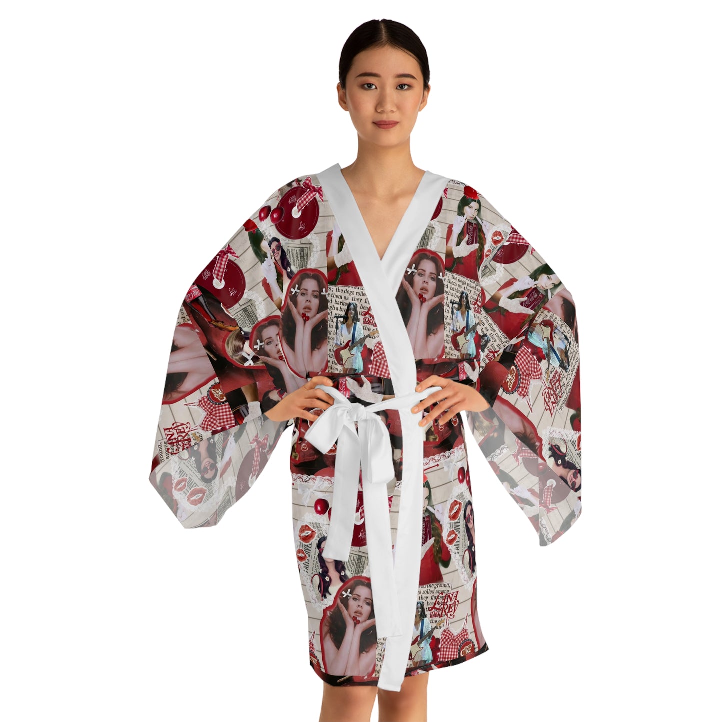 Lana Del Rey Cherry Coke Collage Long Sleeve Kimono Robe