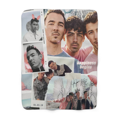 Jonas Brother Happiness Begins Collage Sherpa Fleece Blanket