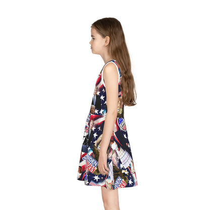 Donald Trump 2024 MAGA Montage Girls' Sleeveless Sundress