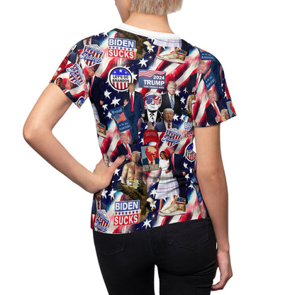 Donald Trump 2024 MAGA Montage Women's Cut & Sew Tee