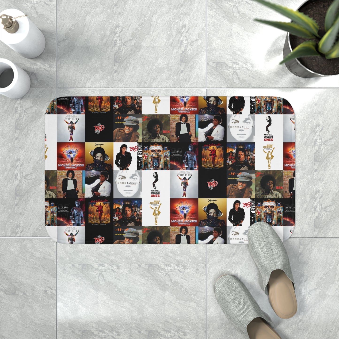 Michael Jackson Album Cover Collage Memory Foam Bath Mat