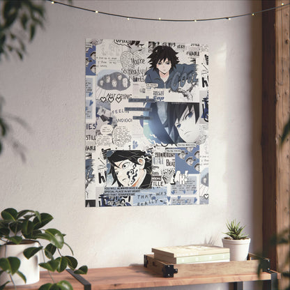 Demon Slayer Giyu Aesthetic Collage Matte Vertical Poster