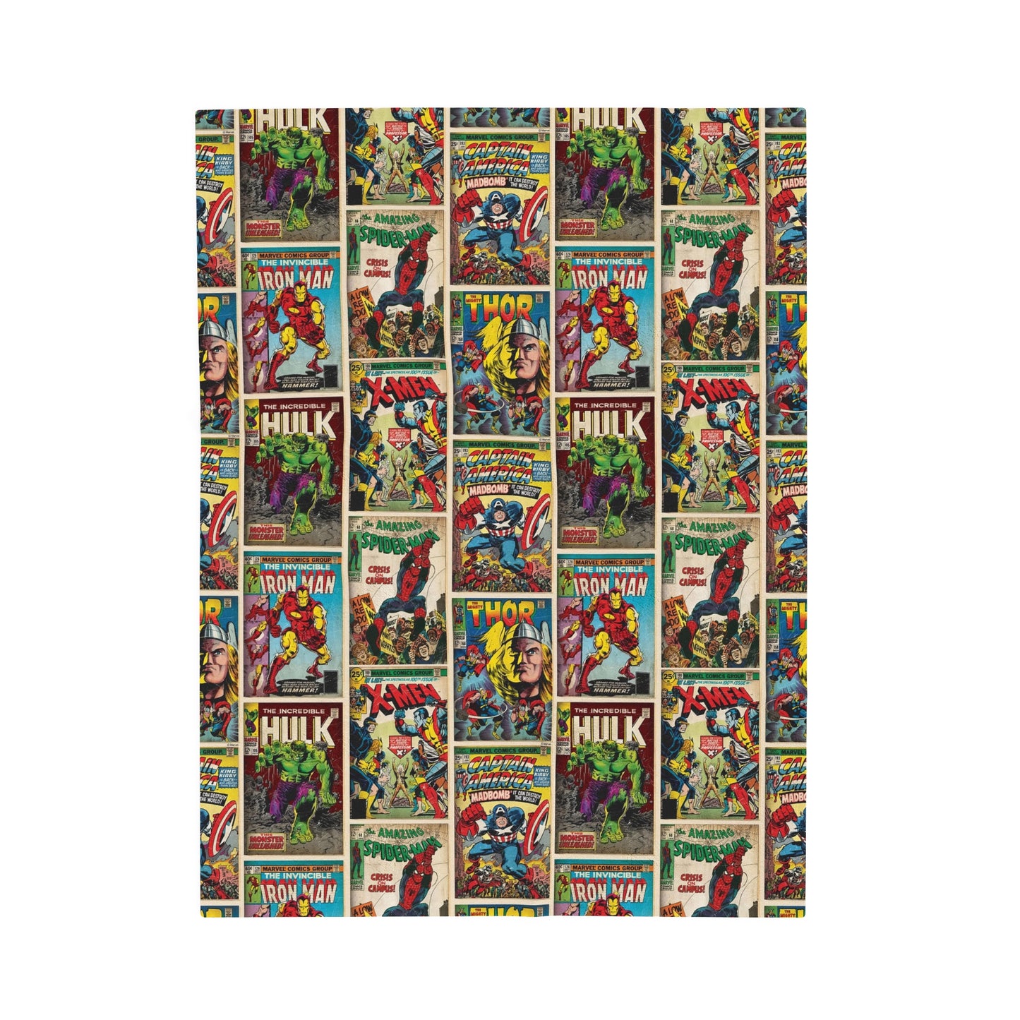 Marvel Comic Book Cover Collage Velveteen Plush Blanket