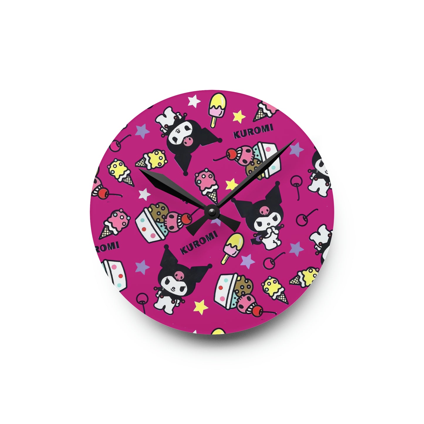 Kuromi Ice Cream Sundae Pattern Acrylic Wall Clock