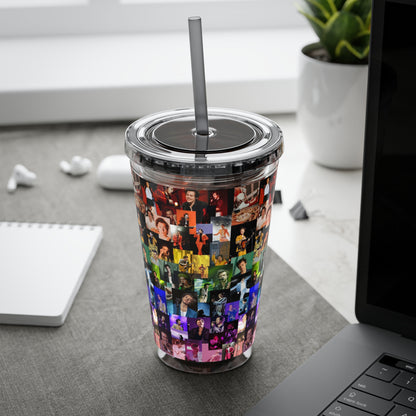 Harry Styles Rainbow Photo Collage Sunsplash Tumbler with Straw