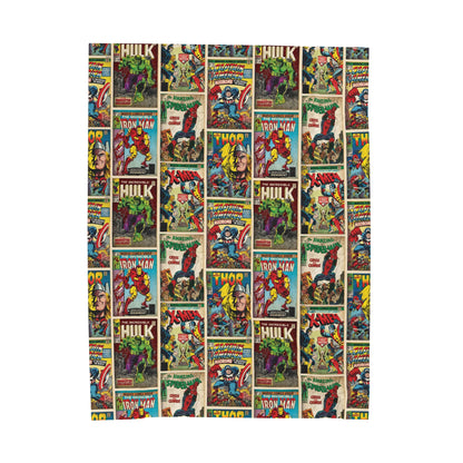 Marvel Comic Book Cover Collage Velveteen Plush Blanket