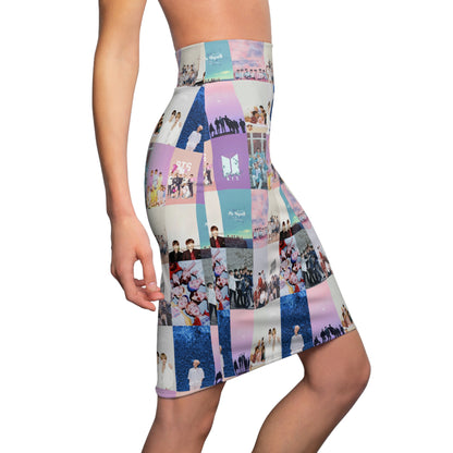 BTS Pastel Aesthetic Collage Women's Pencil Skirt