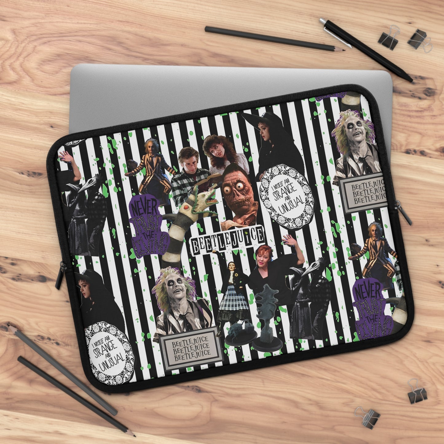 Beetlejuice Strange And Unusual Collage Laptop Sleeve