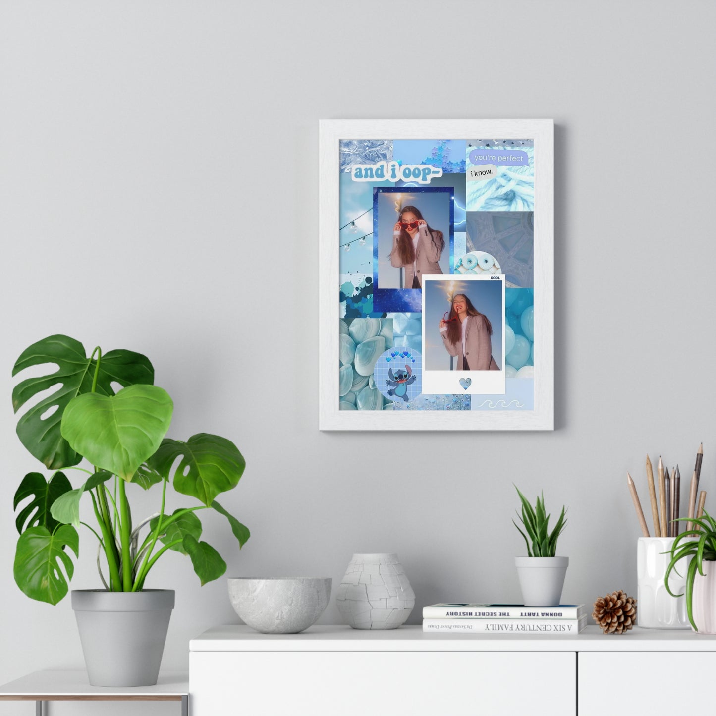 Olivia Rodrigo Light Blue Aesthetic Collage Framed Print