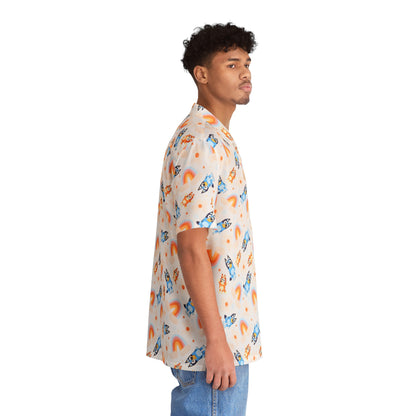 Bluey Rainbows & Flowers Pattern Men's Hawaiian Shirt