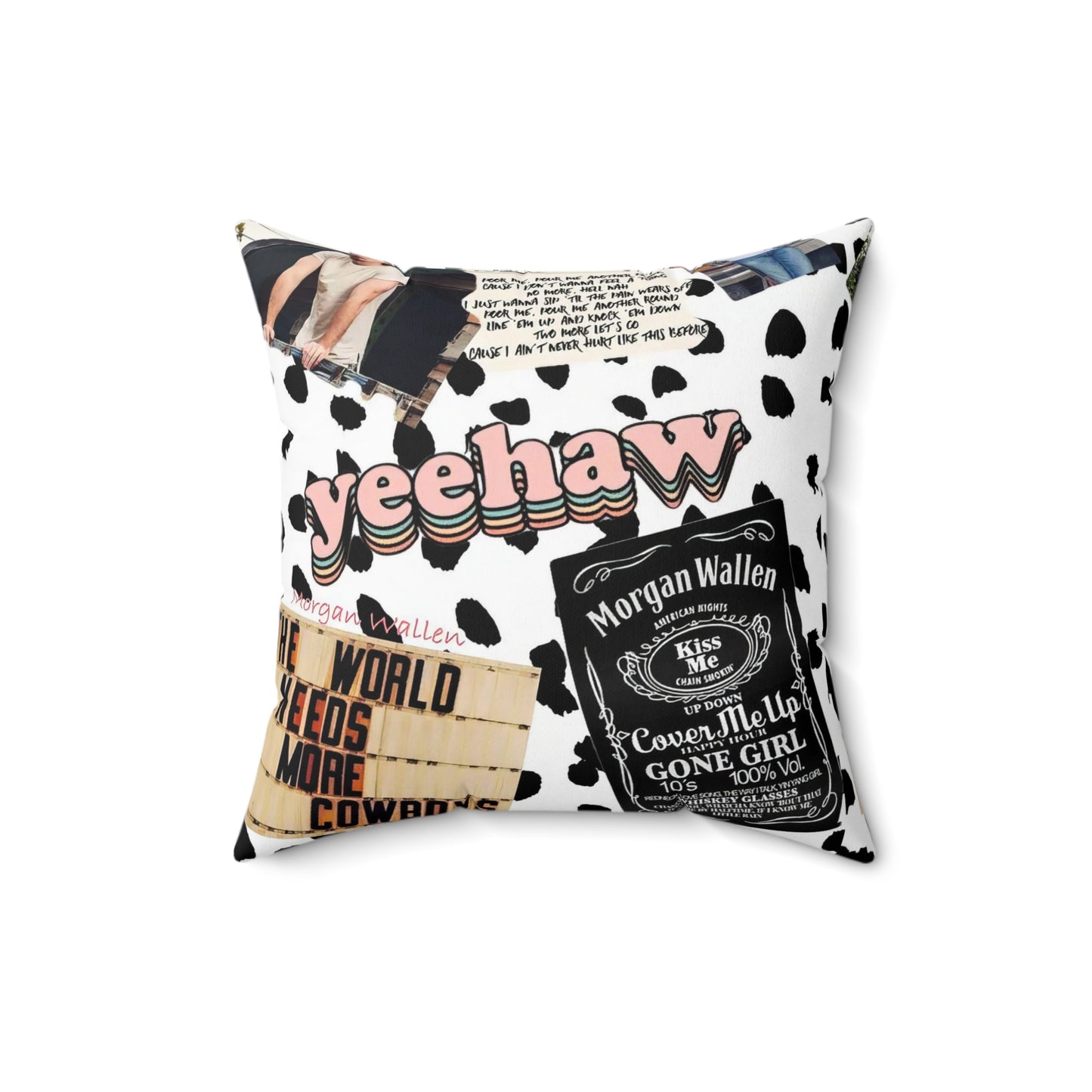 Morgan Wallen Yeehaw Collage Spun Polyester Square Pillow