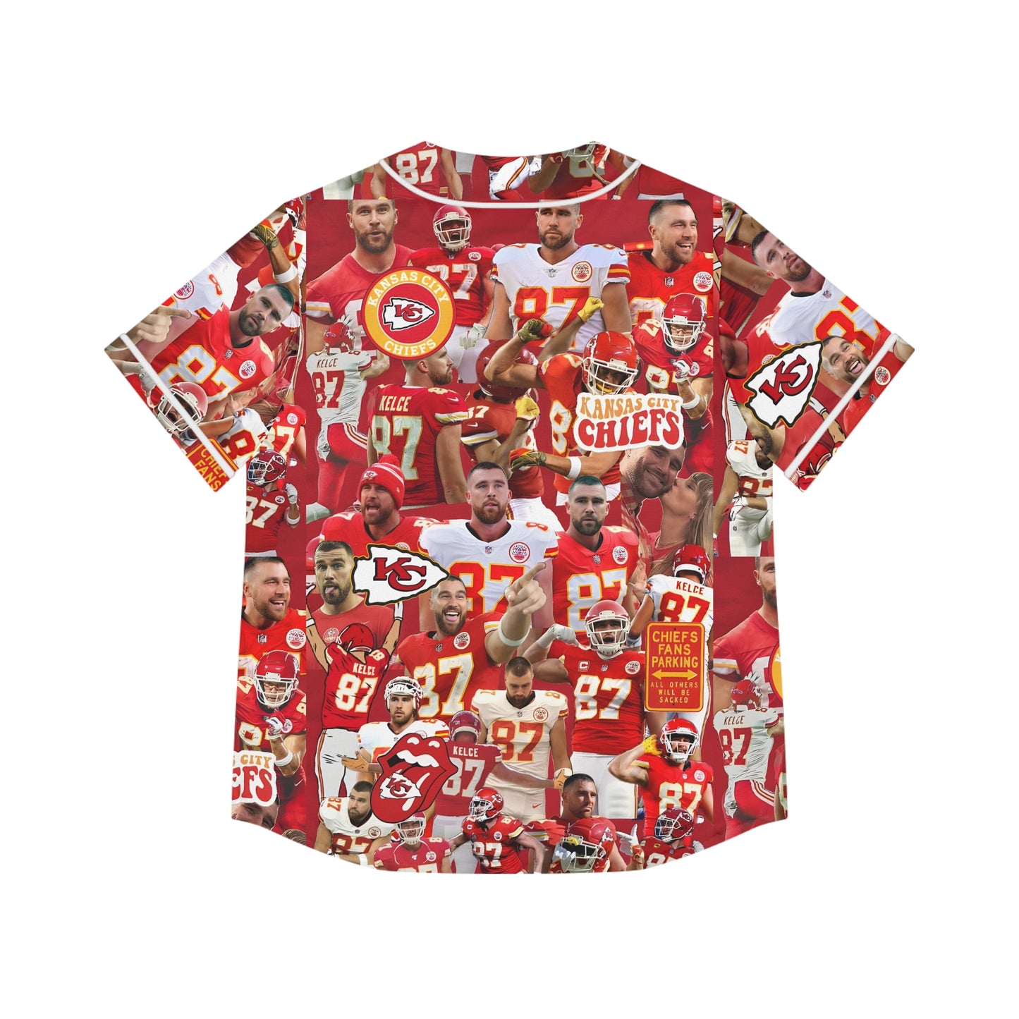 Travis Kelce Chiefs Red Collage Women's Baseball Jersey