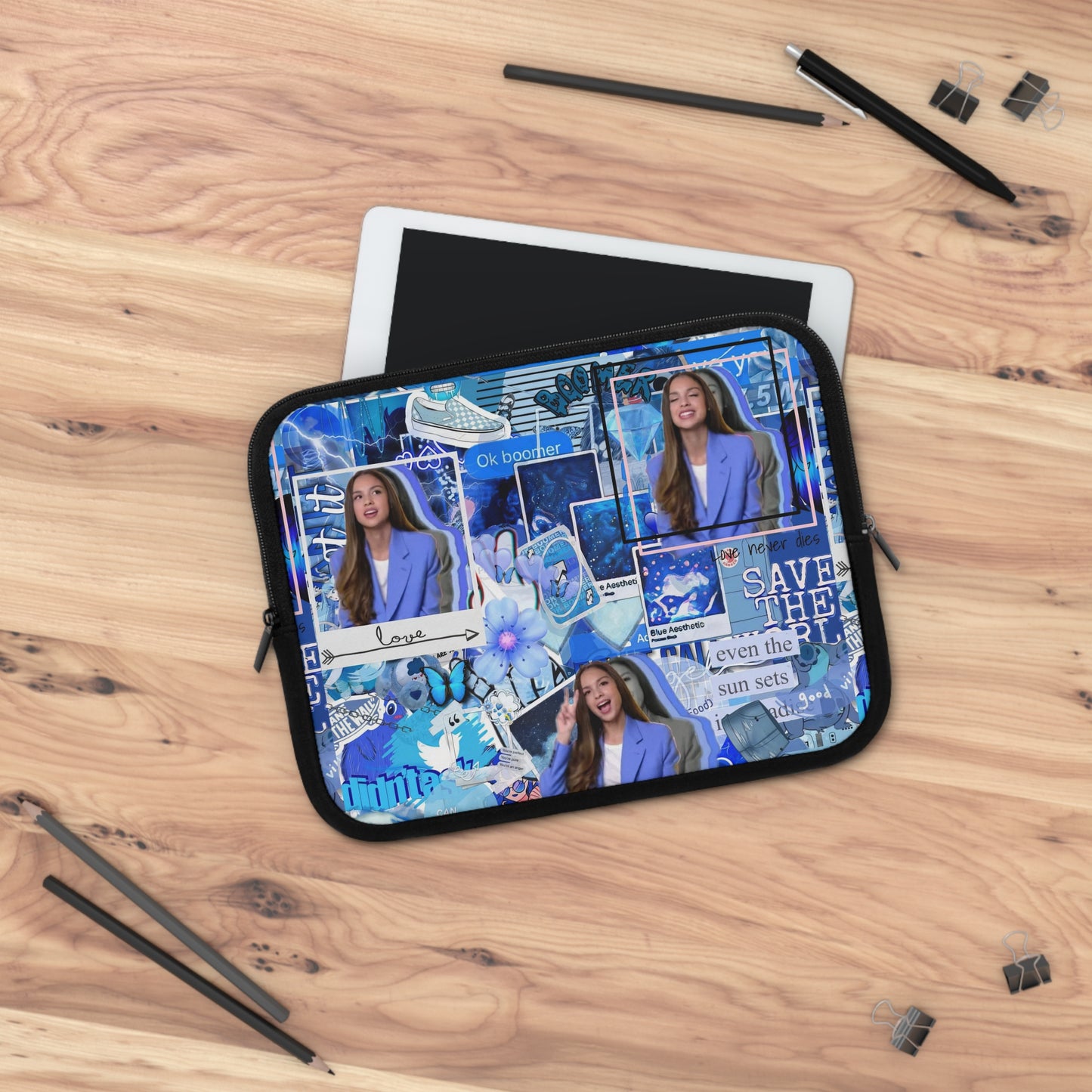 Olivia Rodrigo Blue Aesthetic Collage Laptop Sleeve