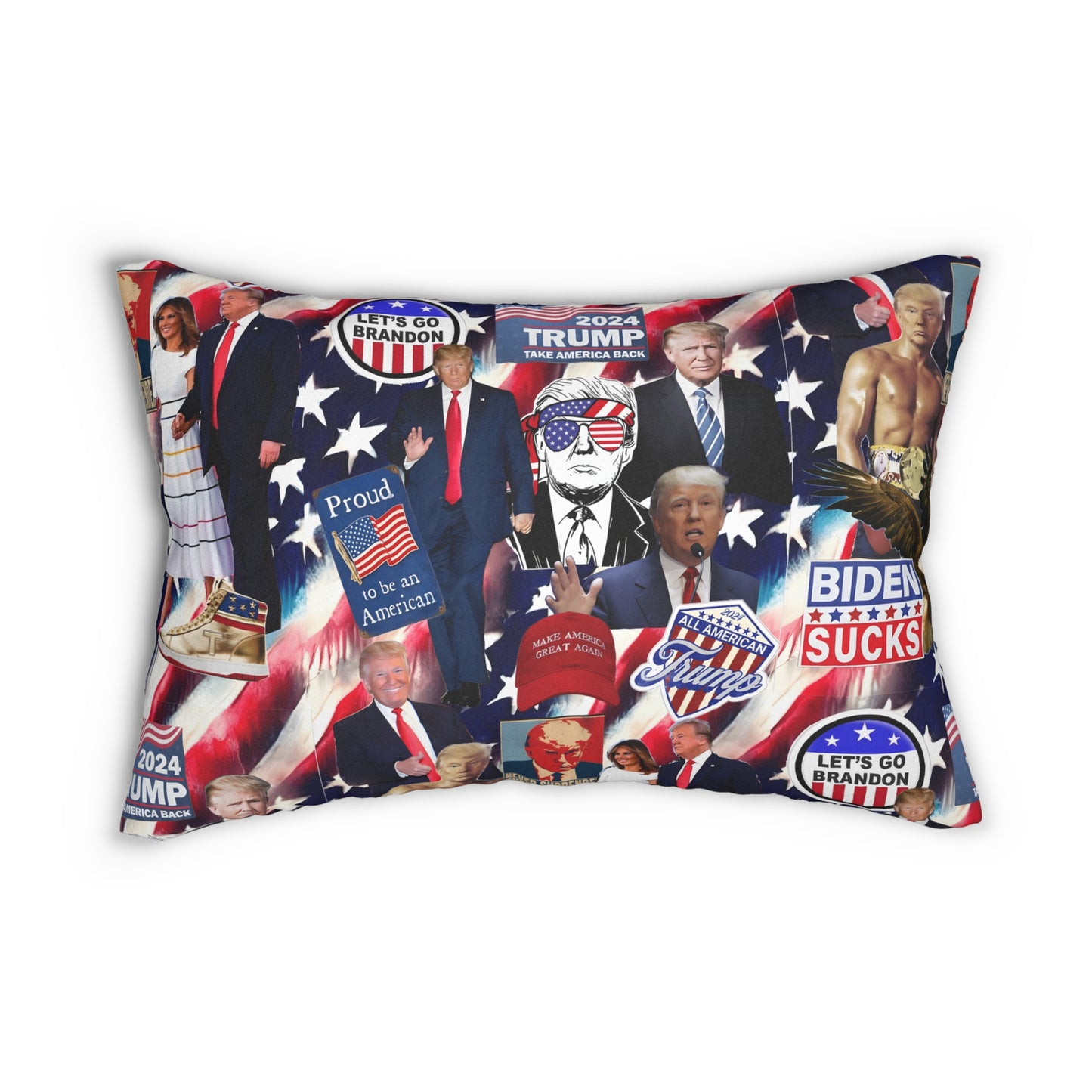 Donald Trump 2024 MAGA Montage Spun Polyester Lumbar Pillow