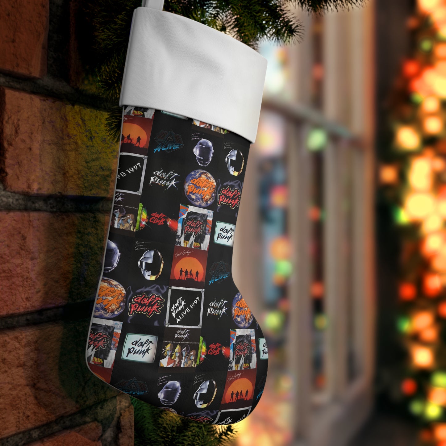 Daft Punk Album Cover Art Collage Christmas Holiday Stocking
