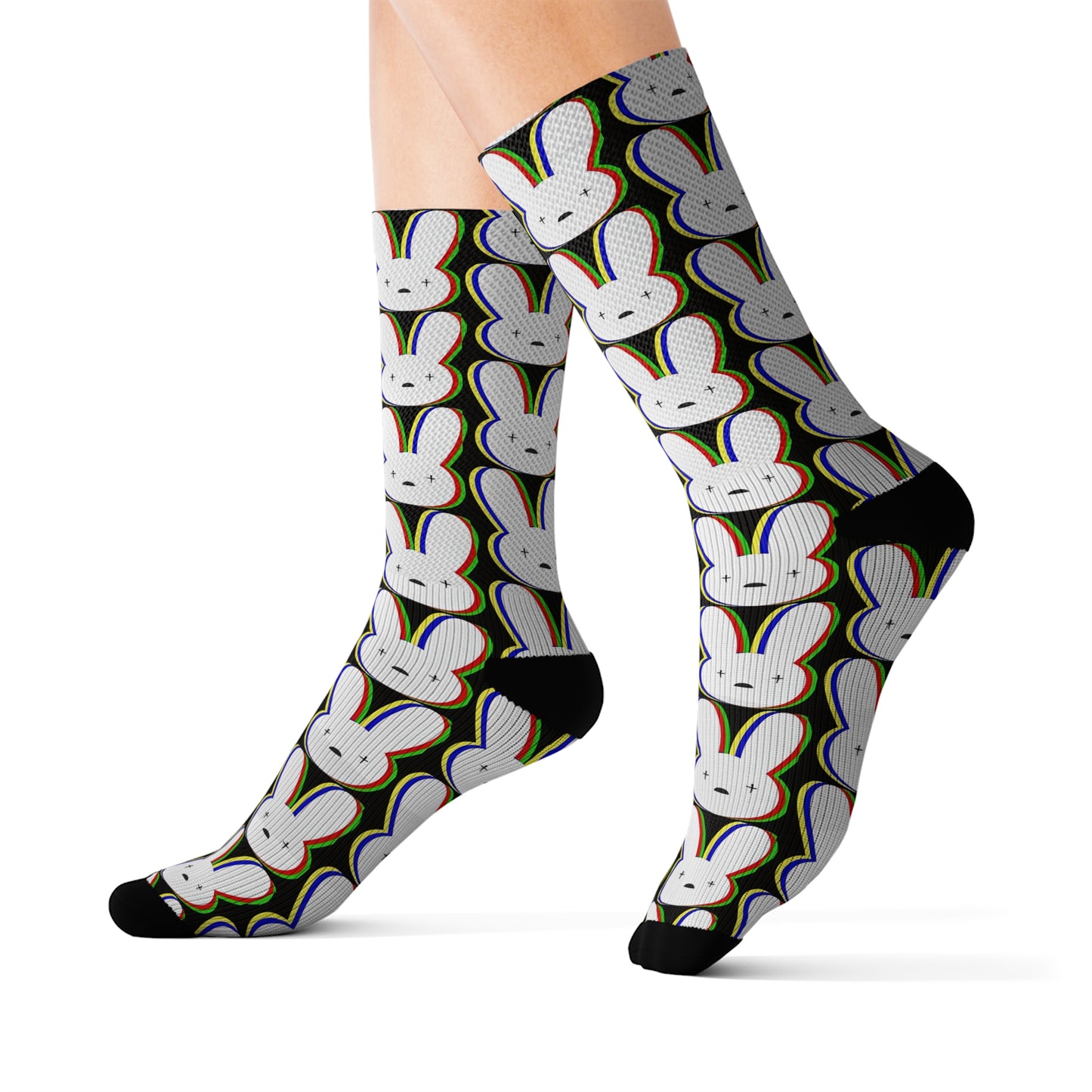 Bad Bunny Logo Pattern Tube Socks