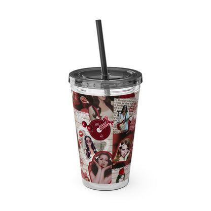 Lana Del Rey Cherry Coke Collage Sunsplash Tumbler with Straw