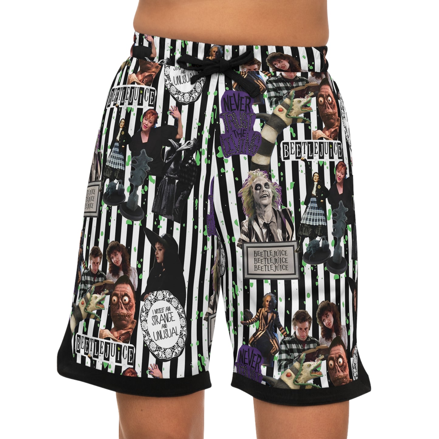 Beetlejuice Strange And Unusual Collage Basketball Rib Shorts