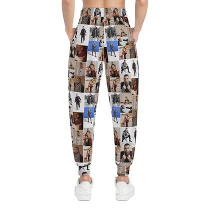 Travis Kelce Portrait Photo Mosaic Athletic Joggers