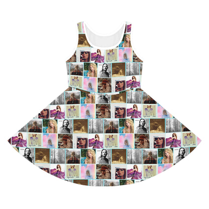 Taylor Swift Album Art Collage Pattern Girls' Sleeveless Sundress