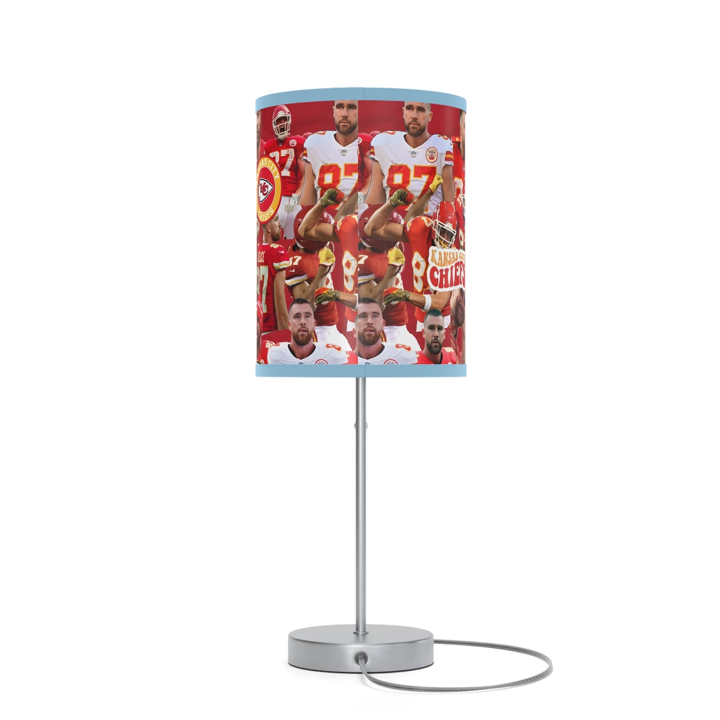 Travis Kelce Chiefs Red Collage Lamp on a Stand