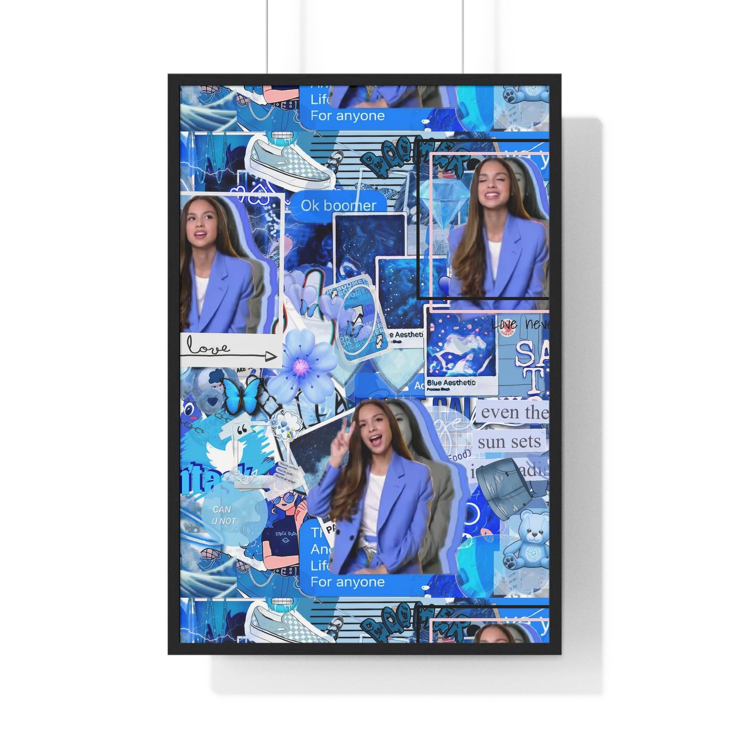 Olivia Rodrigo Blue Aesthetic Collage Framed Print