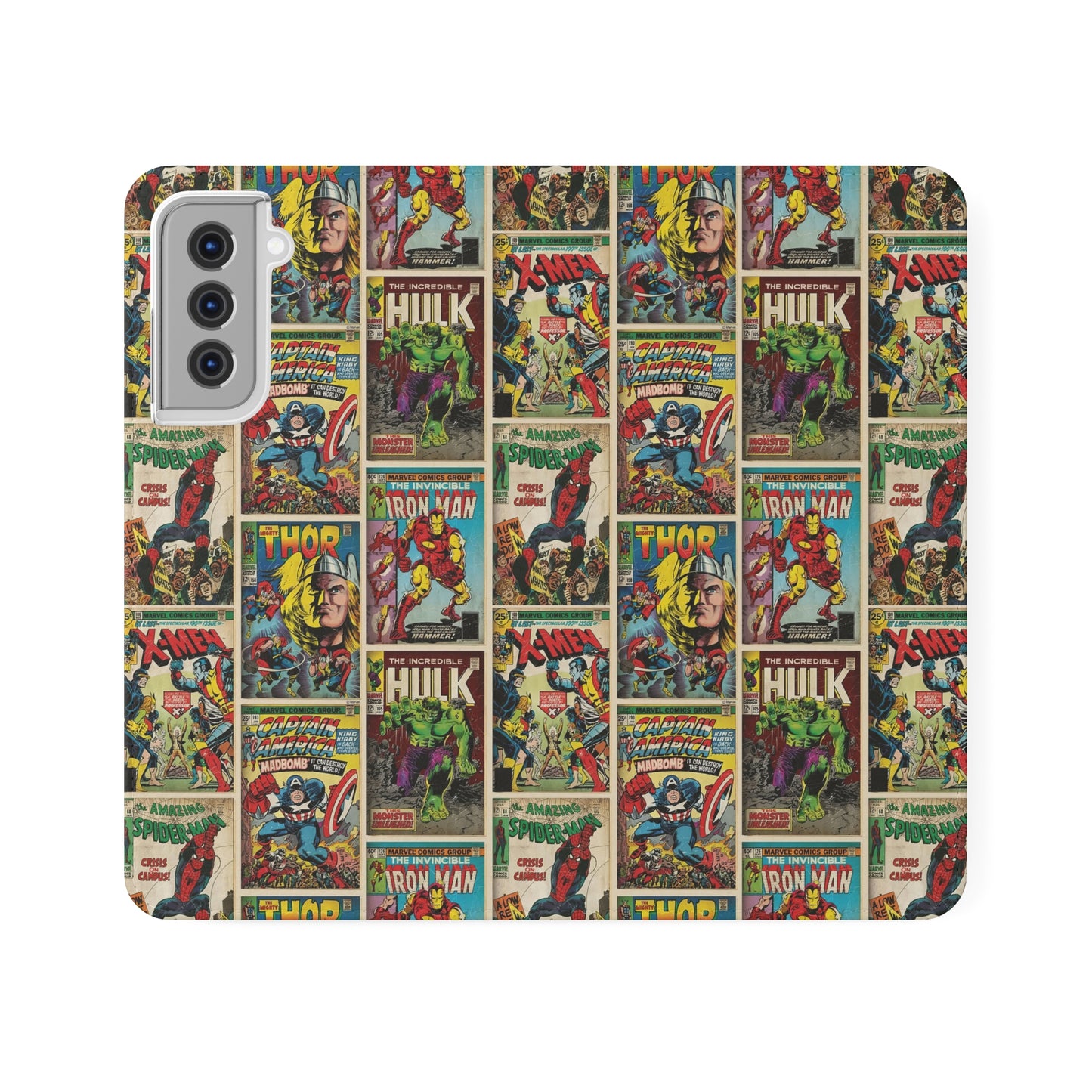 Marvel Comic Book Cover Collage Phone Flip Case