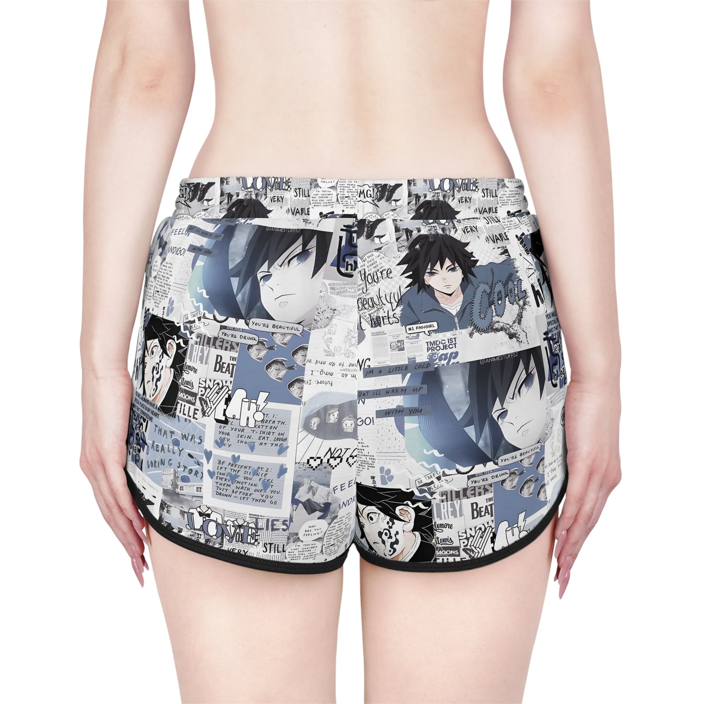 Demon Slayer Giyu Aesthetic Collage Women's Relaxed Shorts