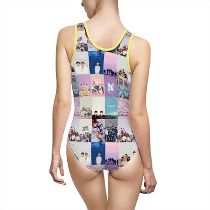 BTS Pastel Aesthetic Collage Women's Classic One-Piece Swimsuit