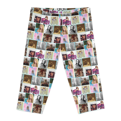 Taylor Swift Album Art Collage Pattern Women's Capri Leggings