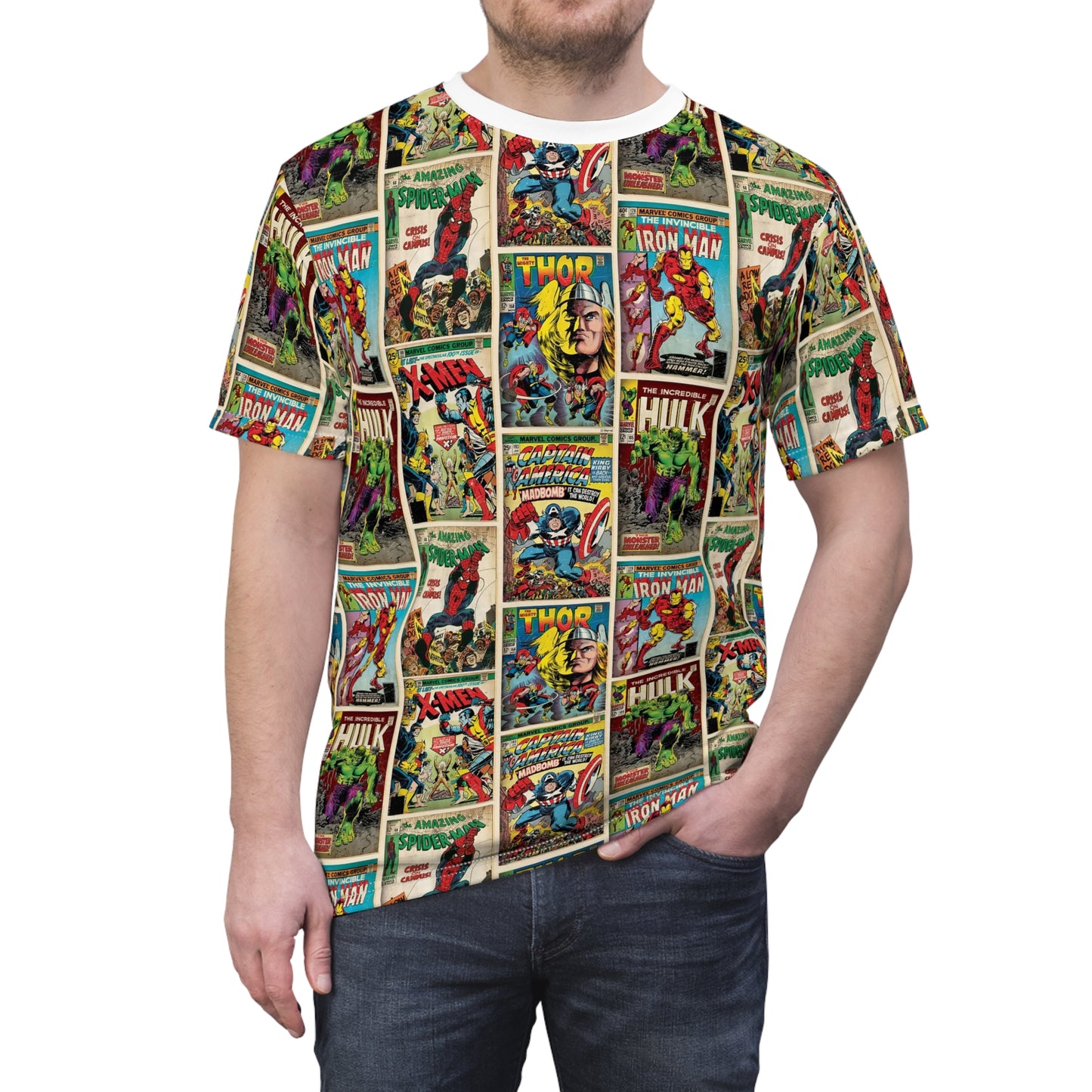 Marvel Comic Book Cover Collage Unisex Tee Shirt