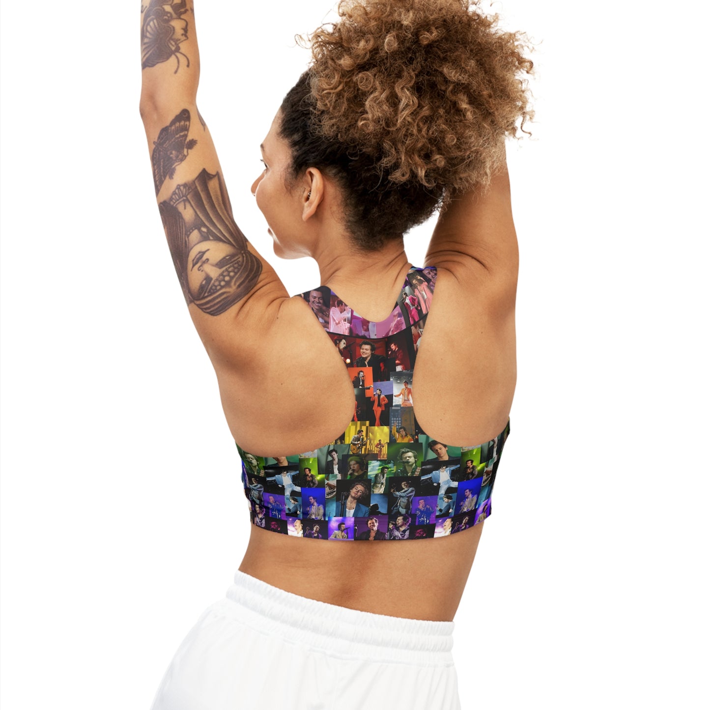 Harry Styles Rainbow Photo Collage Seamless Sports Bra