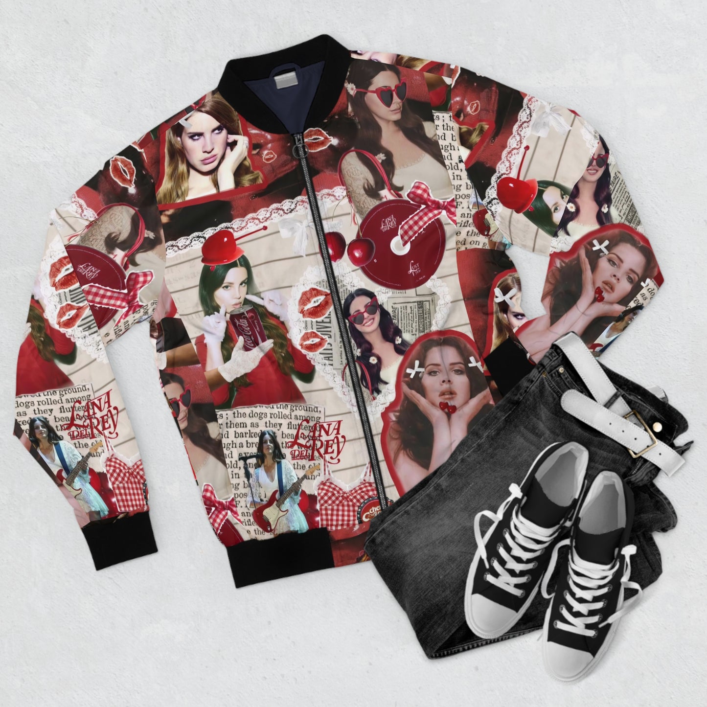 Lana Del Rey Cherry Coke Collage Men's Bomber Jacket