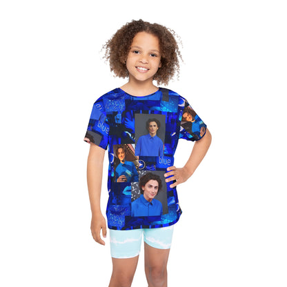 Timothee Chalamet Cool Blue Collage Kids Sports Jersey