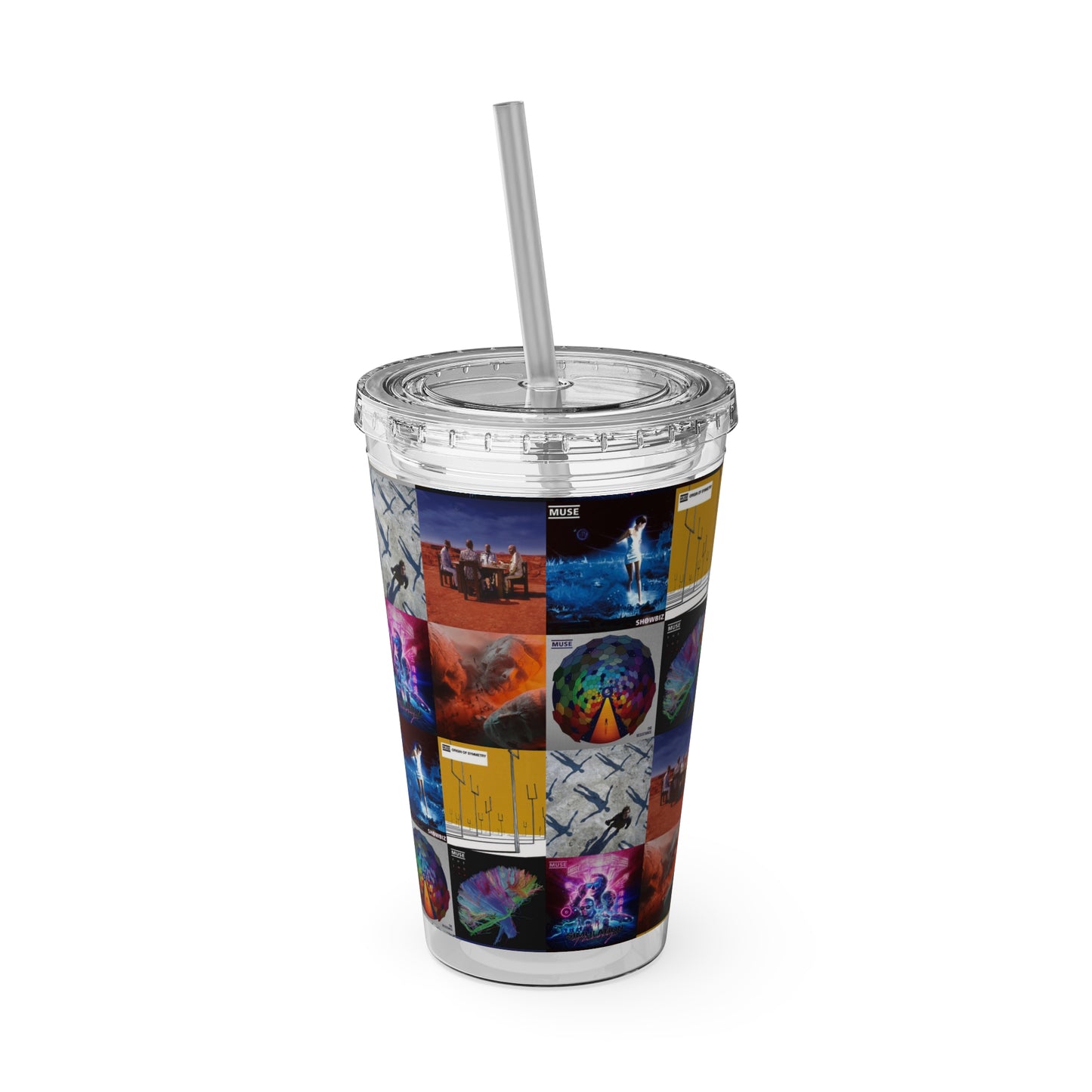 Muse Album Cover Collage Sunsplash Tumbler with Straw