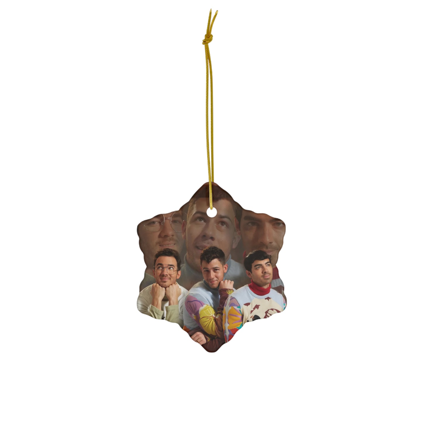 Jonas Brothers Ugly Sweater Photo Ceramic Ornament