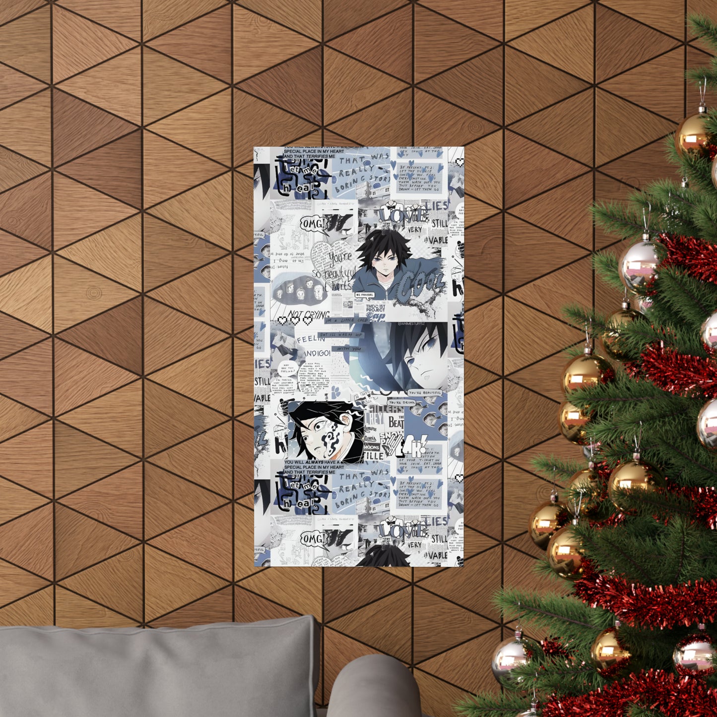 Demon Slayer Giyu Aesthetic Collage Matte Vertical Poster