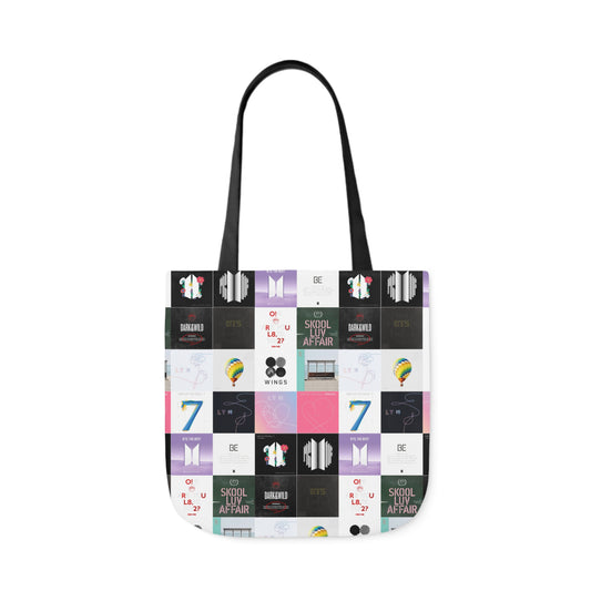 BTS Album Cover Art Collage Polyester Canvas Tote Bag