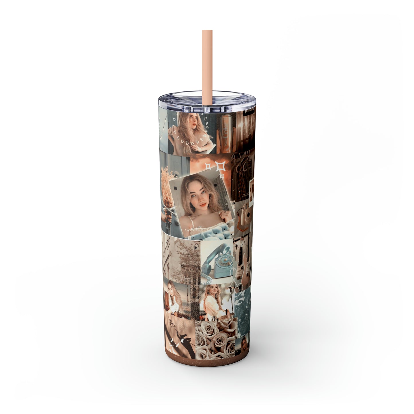 Sabrina Carpenter Peachy Princess Collage Skinny Tumbler with Straw