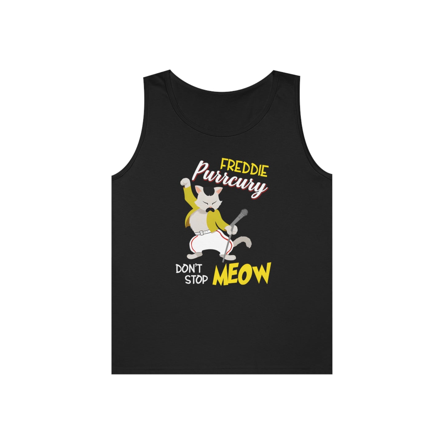 Queen Don't Stop Meow Freddie Purrcury Unisex Heavy Cotton Tank Top