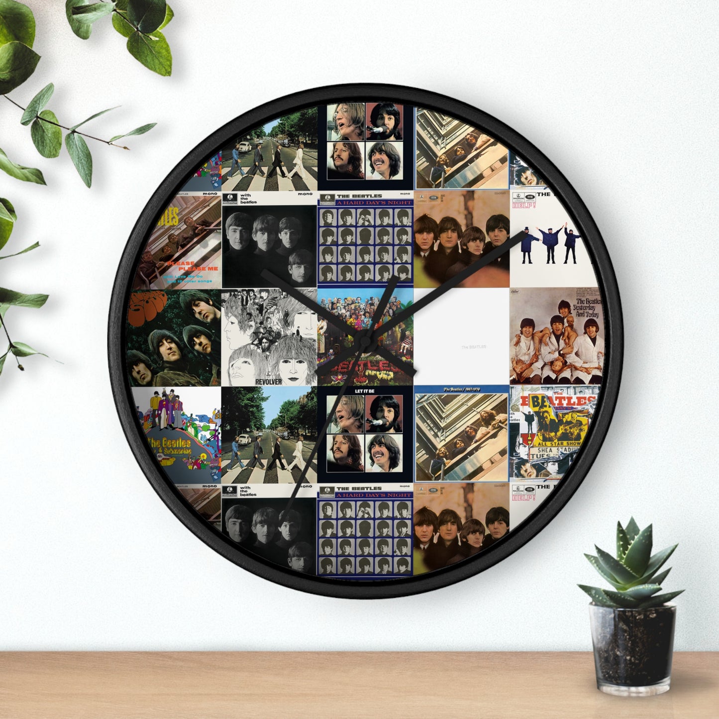 The Beatles Album Cover Collage Round Wall Clock