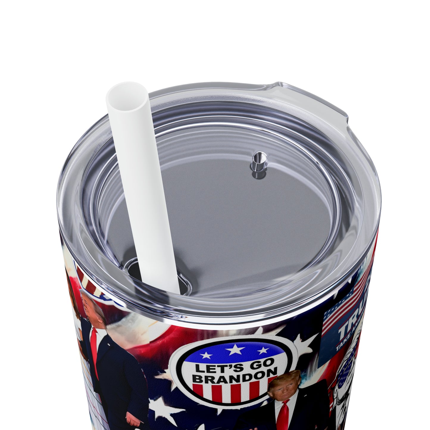 Donald Trump 2024 MAGA Montage Skinny Tumbler with Straw