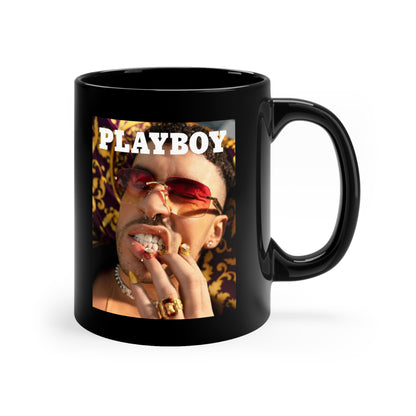 Bad Bunny Playboy Cover Black Ceramic Mug