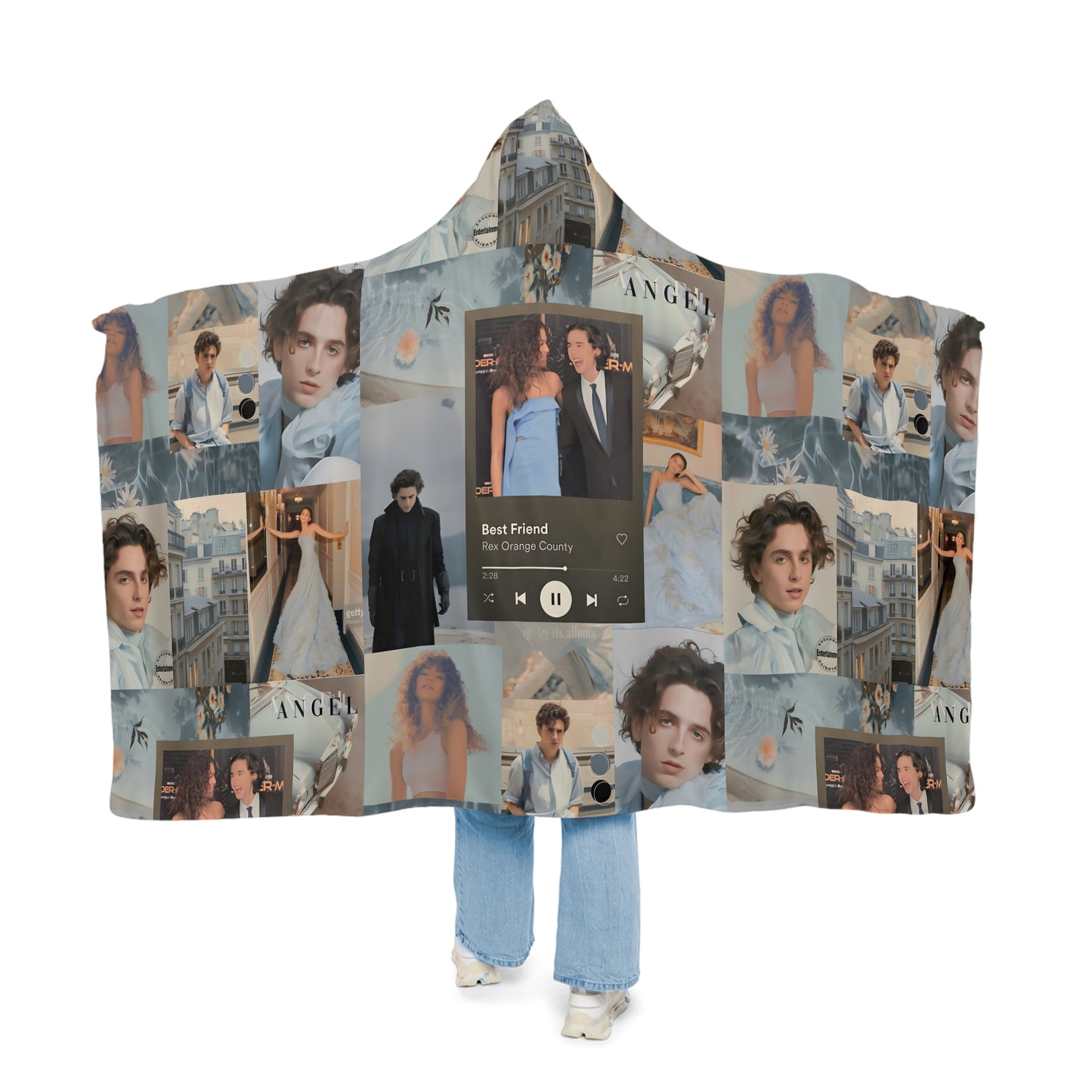 Timothee Chalamet And Zendaya Best Friend Collage Snuggle Blanket