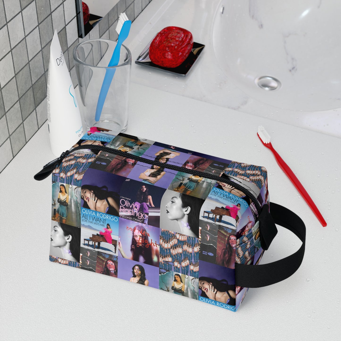 Olivia Rodrigo Album Cover Art Collage Toiletry Bag